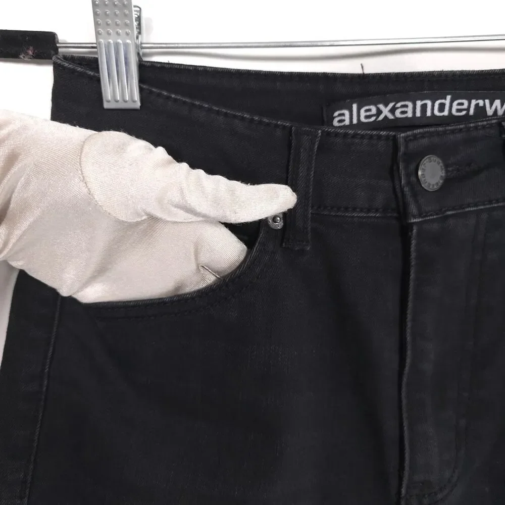 ALEXANDER WANG Jeans Bite High Rise Black Straight Leg Cotton USA Made Size 27